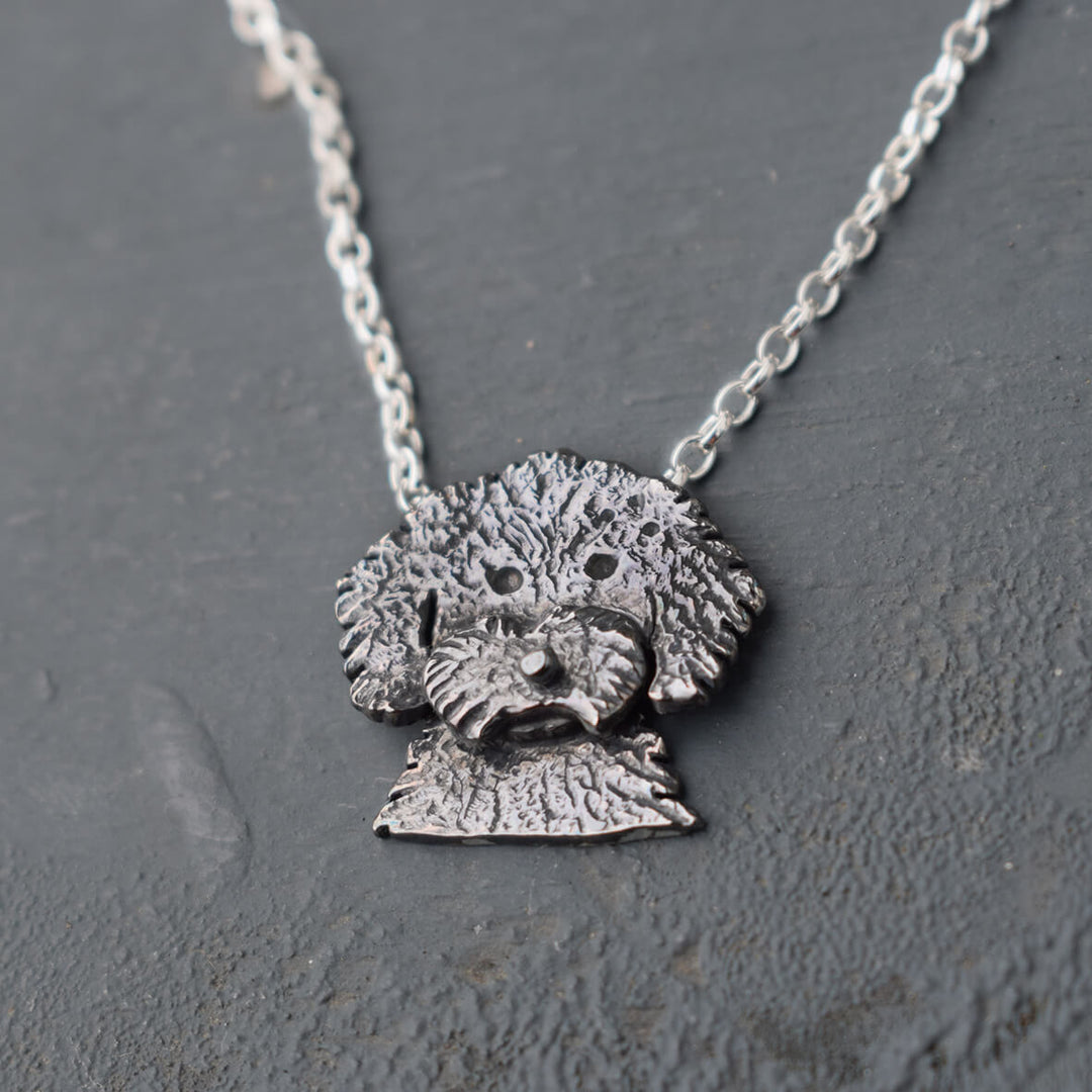 black cavapoo necklace, black dog necklace, cavapoo gift for woman, cavapoo owner