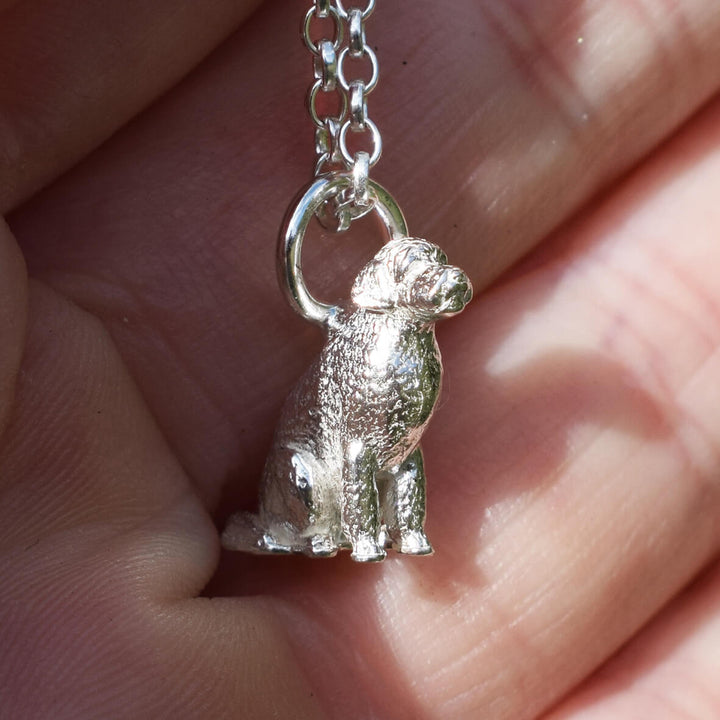 silver cockapoo necklace, cockapoo jewellery, silver dog necklace, cockapoo gift for woman, cockapoo memorial