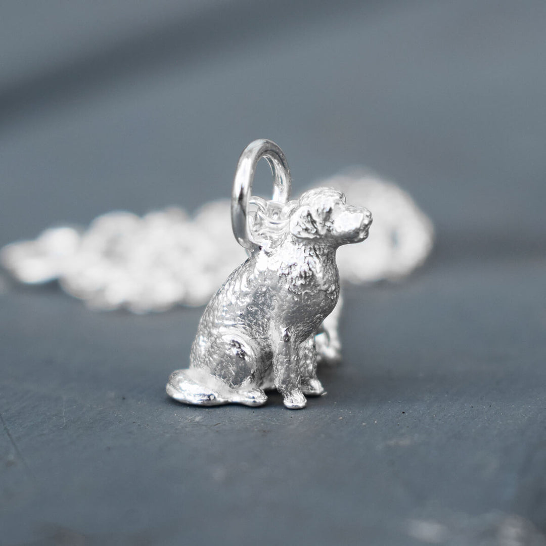 silver cockapoo necklace, cockapoo jewellery, silver dog necklace, cockapoo gift for woman, cockapoo memorial