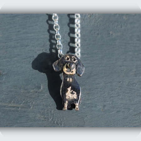 custom silver dachshund necklace, dachshund memorial gift, dachshund jewellery