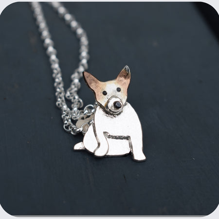 custom silver jack russell necklace, jack russell memorial necklace