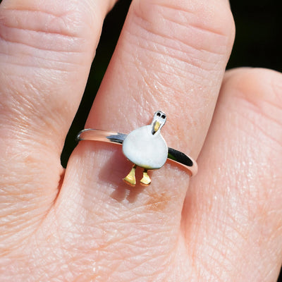 silver duck ring, silver bird ring, silver seagull ring, duck ring, duck jewellery, duck gift for her, duck gift ideas, duck themed gift, duck present for woman