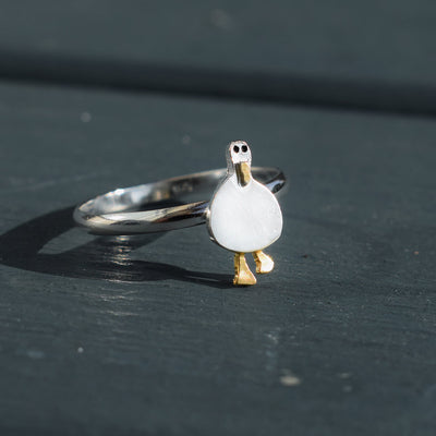 silver duck ring, silver bird ring, silver seagull ring, duck ring, duck jewellery, duck gift for her, duck gift ideas, duck themed gift, duck present for woman