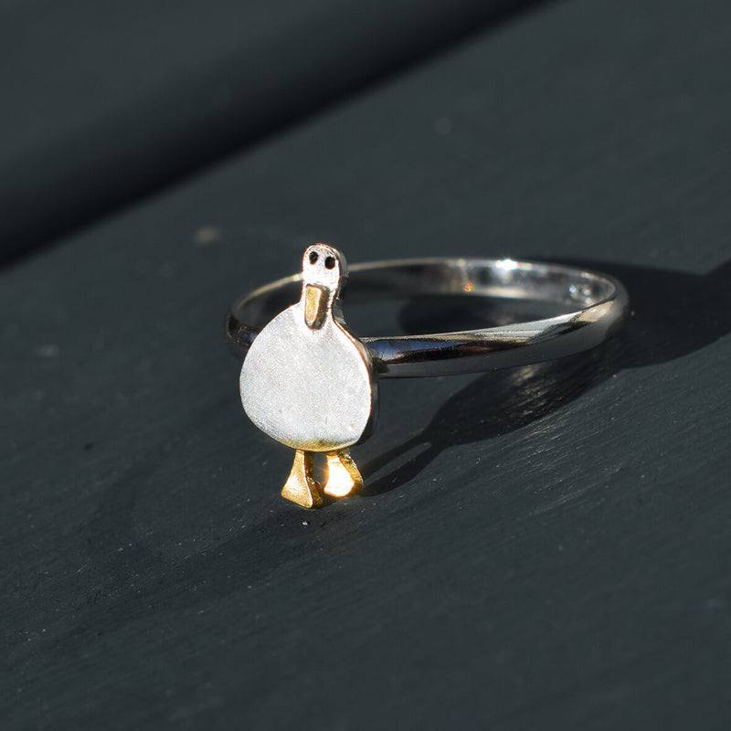 silver duck ring, silver bird ring, silver seagull ring, duck ring, duck jewellery, duck gift for her, duck gift ideas, duck themed gift, duck present for woman