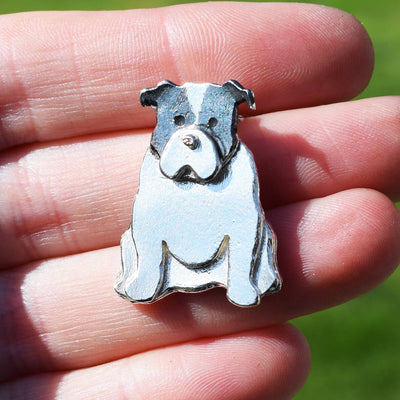 english bulldog brooch, bulldog brooch, silver dog brooch, gift for bulldog owner, bulldog gift for her, bulldog christmas present, bulldog present for wife, bulldog gift for mum, bulldog present for her