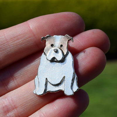 english bulldog brooch, bulldog brooch, silver dog brooch, gift for bulldog owner, bulldog gift for her, bulldog christmas present, bulldog present for wife, bulldog gift for mum, bulldog present for her