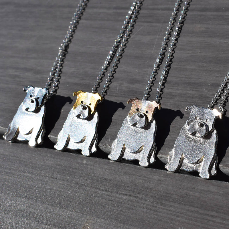 english bulldog necklace, bulldog jewellery. english bulldog pendant, english bulldog gift for woman, english bulldog quality presents, silver english bulldog, gold english bulldog