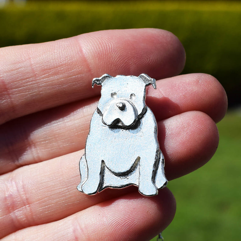 english bulldog brooch, bulldog brooch, silver dog brooch, gift for bulldog owner, bulldog gift for her, bulldog christmas present, bulldog present for wife, bulldog gift for mum, bulldog present for her