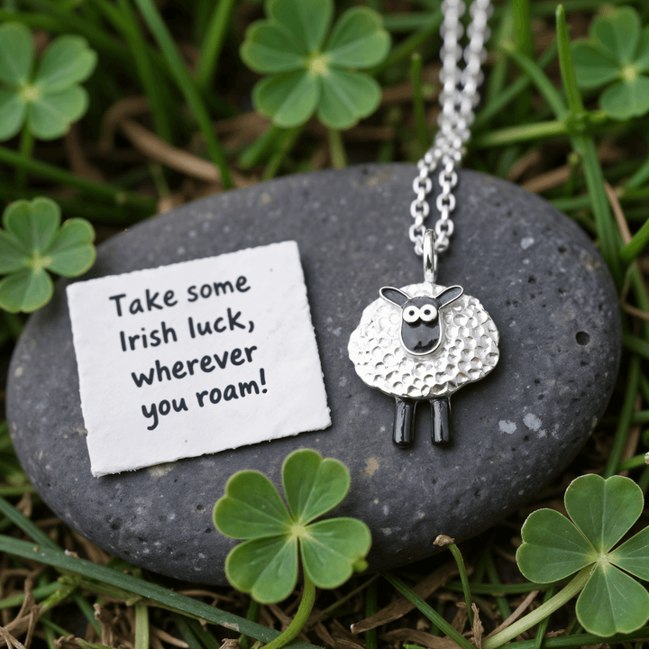 lucky sheep necklace, silver sheep necklace, Irish sheep necklace, lucky Irish necklace, suffolk sheep, silver sheep jewellery, lucky pendant