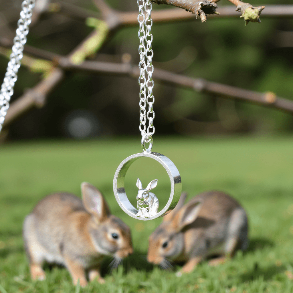 Handmade Sterling Silver Bunny Necklace for Rabbit Lovers, silver bunny necklace, silver rabbit necklace, rabbit present for woman, bunny gift for mum, rabbit gift for wife, silver rabbit jewellery, silver bunny rabbit