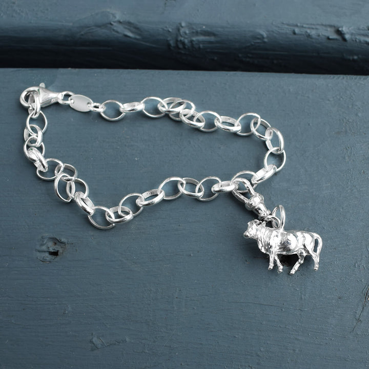 Sterling Silver Cow Bracelet