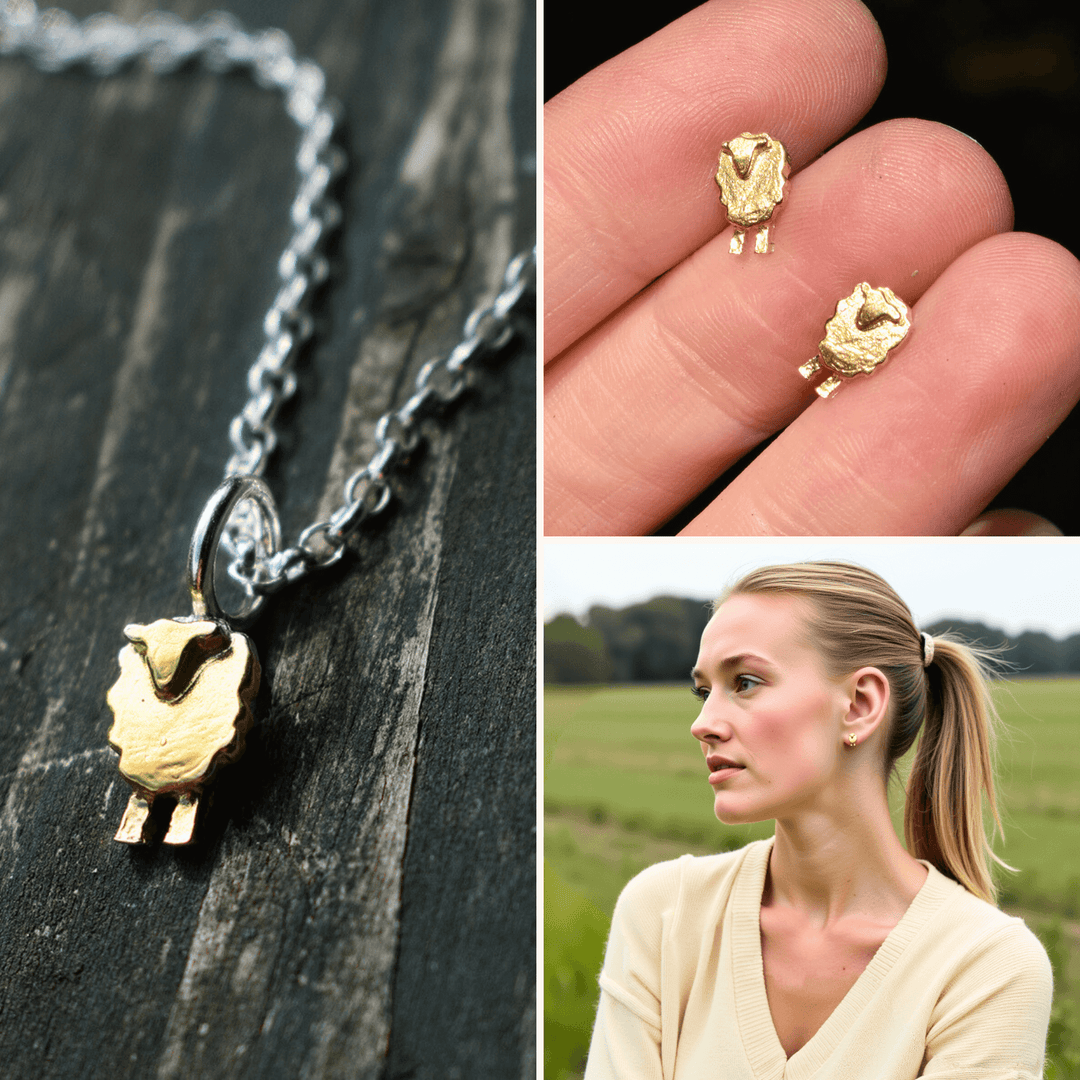 sheep gift set, sheep present for wife, farm jewellery, gift for farm vet