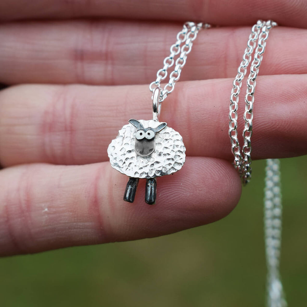 lucky sheep necklace, silver sheep necklace, Irish sheep necklace, lucky Irish necklace, suffolk sheep, silver sheep jewellery, lucky pendant