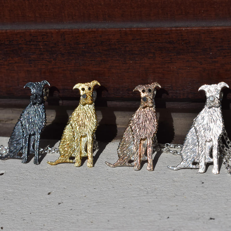 lurcher necklaces, lurcher jewellery, lurcher pendant, lurcher dog jewellery, lurcher birthday present, lurcher christmas present, gift for lurcher owner, sighthound necklace, mixed dog breed necklace