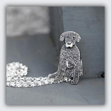 black dog necklace, oxidised silver dog necklace, dog memorial jewellery, soul dog jewellery