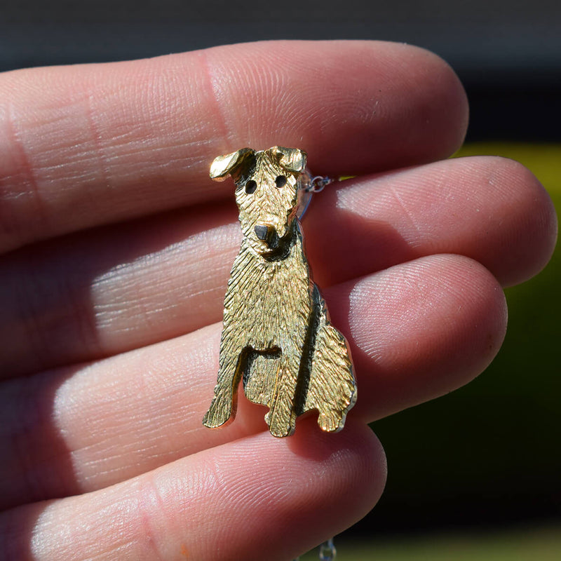 gold terrier necklace, Patterdale terrier necklace, gold Patterdale terrier, dog necklace, dog jewellery
