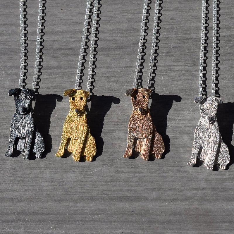 Patterdale terrier jewellery, silver dog necklace, gold dog necklace, dog breed jewellery, gift for Patterdale terrier owner, present for Patterdale terrier lover