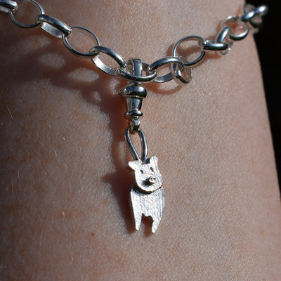 silver pig charm, pig charm, silver pig bracelet, pig bracelet, pig jewellery, pig gift for woman, pig christmas present, pig gift, pig gift idea