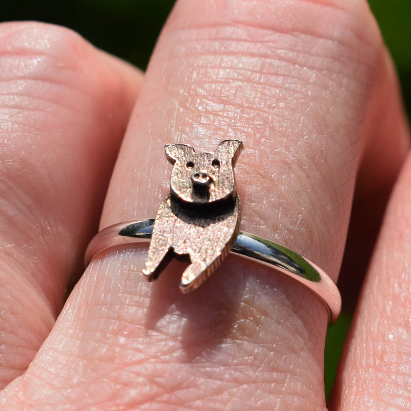 pig ring, piglet ring, silver pig ring, pig jewellery, gift for pig lover, pig present, pig gift for woman, pig gift idea, pig gift for wife, pig christmas present