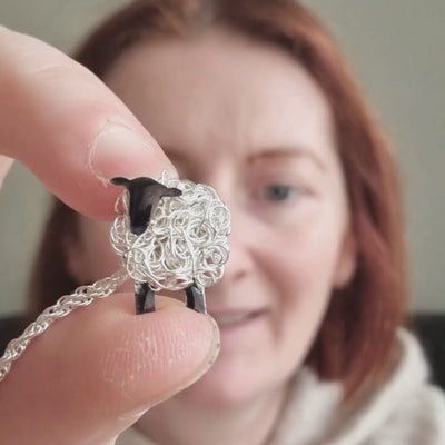 Silver sheep pendant facing left - FreshFleeces, sheep jewellery, sheep jewelry, suffolk sheep gift, necklace for farmer, necklace for shepherdess, gift for vet, silver sheep necklace, sheep gift, sheep present for women, countryside earrings, welsh necklace, welsh gift, welsh jewellery