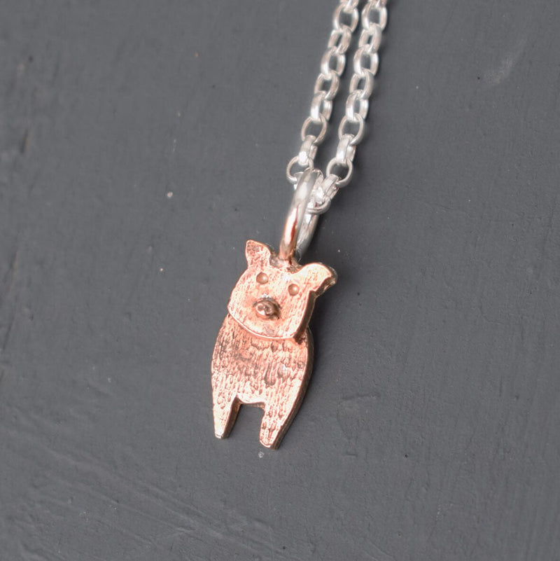 tiny pig necklace, pig necklace, pig pendant, pig jewellery, pig gift for woman, pig present for wife, pig present for her