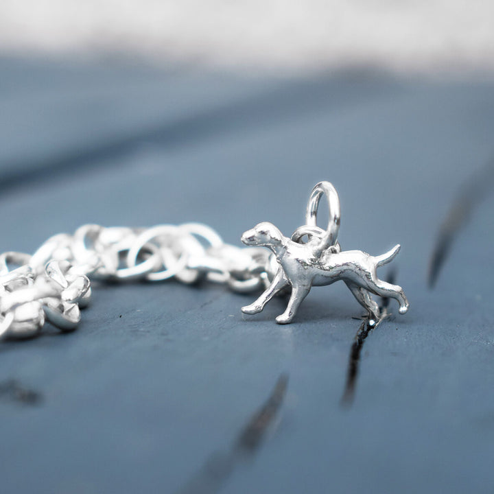 running dog bracelet, silver dog charm, hound dog jewellery, dog memorial present, dog gift for woman