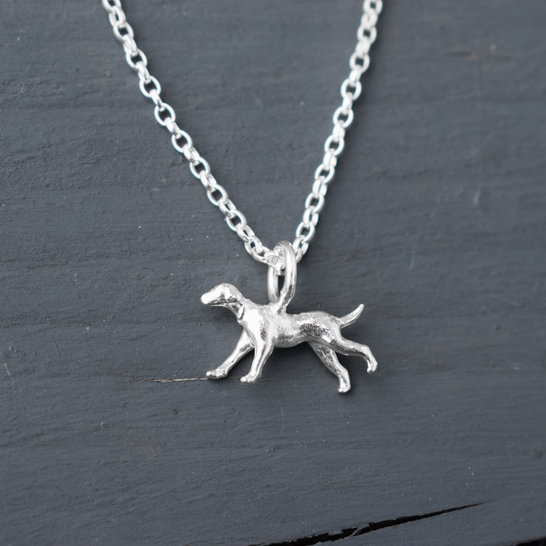 running dog necklace, silver dog pendant, hound dog necklace, dog memorial gift, dog loss present