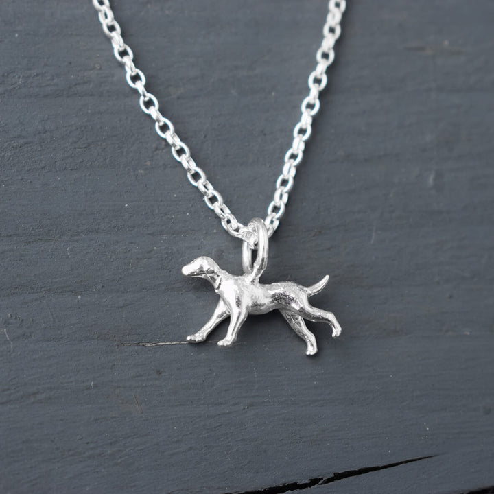 running dog necklace, silver dog pendant, hound dog necklace, dog memorial gift, dog loss present