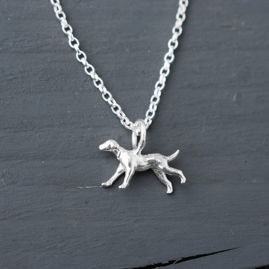 running dog necklace, silver dog pendant, hound dog necklace, dog memorial gift, dog loss present