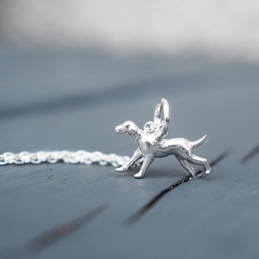 running dog necklace, silver dog pendant, hound dog necklace, dog memorial gift, dog loss present