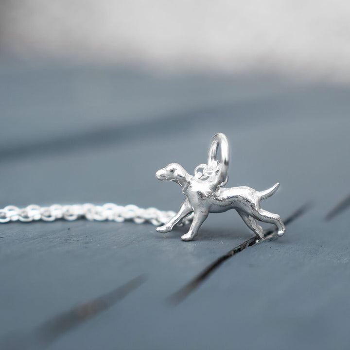 running dog necklace, silver dog pendant, hound dog necklace, dog memorial gift, dog loss present