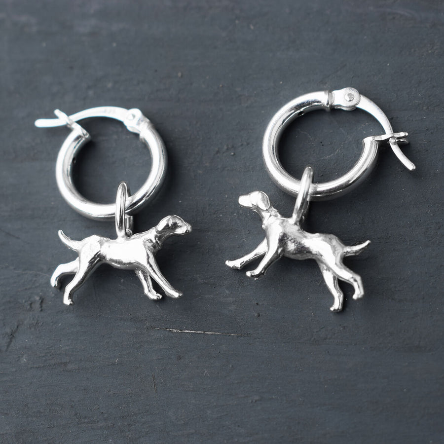 running dog earrings, silver dog earrings, hound dog earrings. dog hoop earrings, dog present for wife, dog memorial gift, dog loss present
