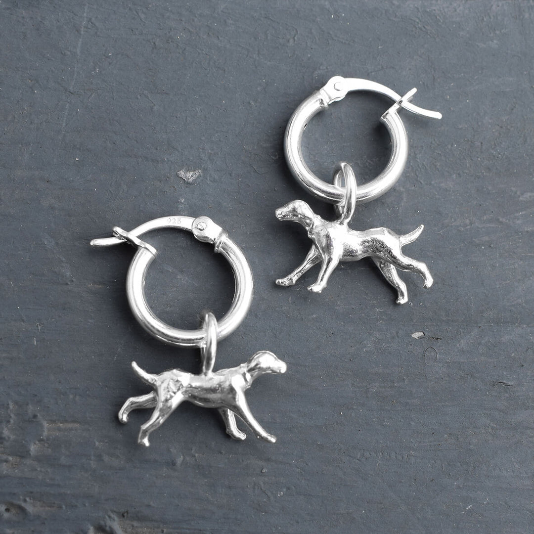 running dog earrings, silver dog earrings, hound dog earrings. dog hoop earrings, dog present for wife, dog memorial gift, dog loss present