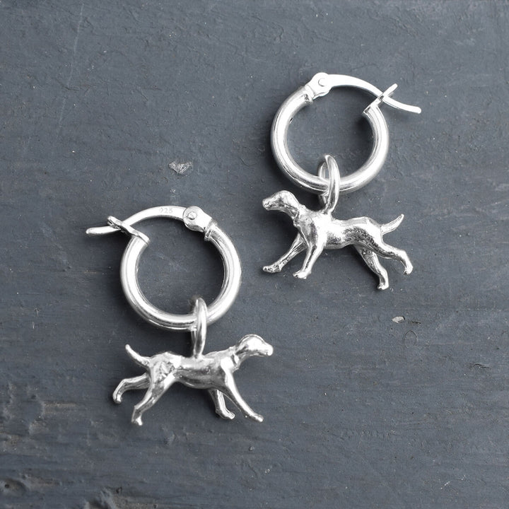 running dog earrings, silver dog earrings, hound dog earrings. dog hoop earrings, dog present for wife, dog memorial gift, dog loss present