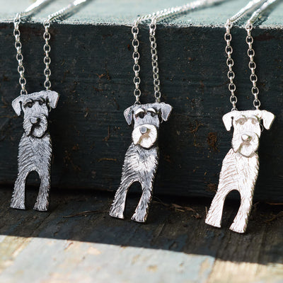 schnauzer necklace, schnauzer jewellery, silver dog necklace, schnauzer pendant, mini schnauzer jewellery, gift from miniature schnauzer