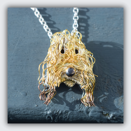 silver and gold otterhound necklace, otterhound jewellery