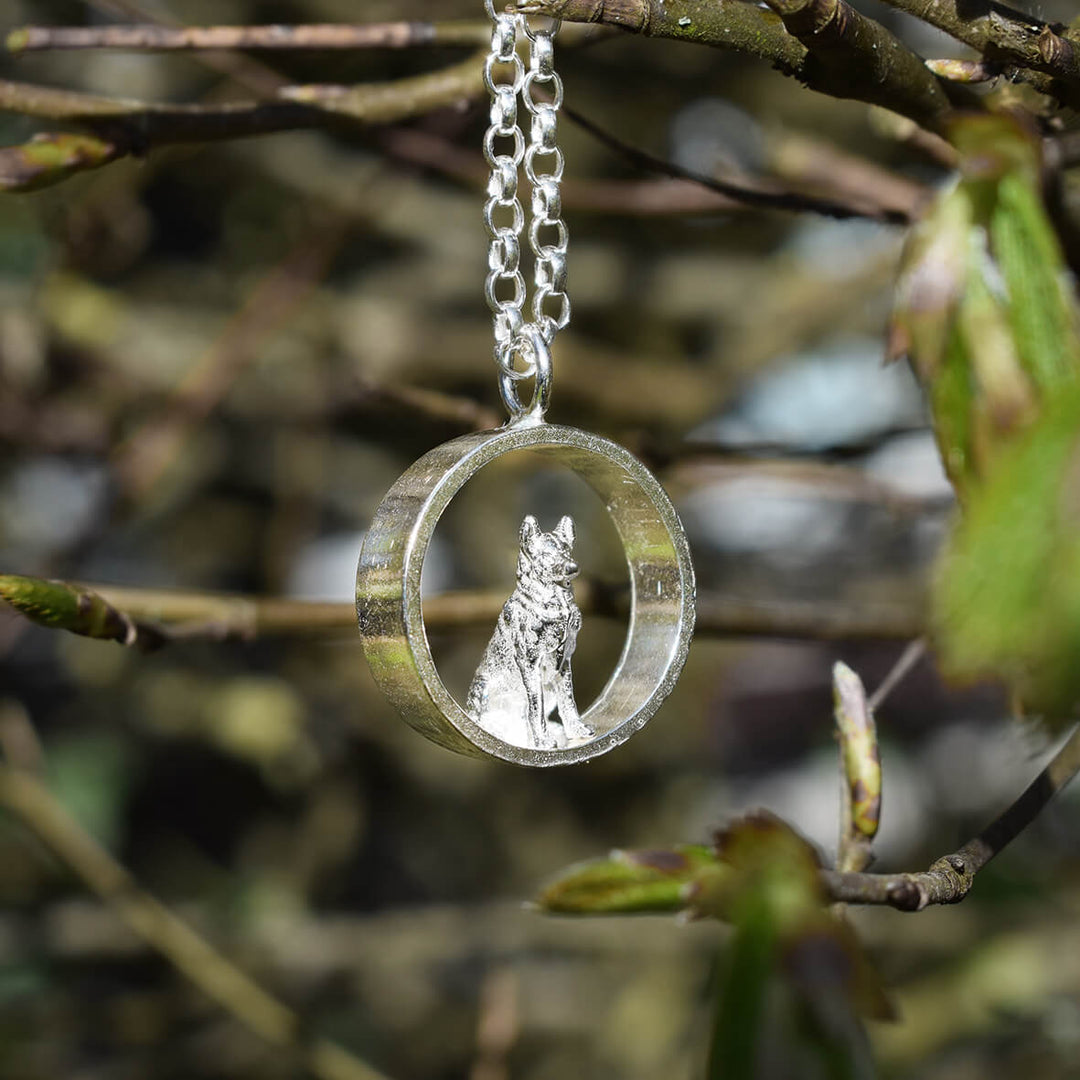 Handcrafted Sterling Silver German Shepherd Necklace, Perfect for Dog Lovers, silver dog necklace, silver alsatian dog necklace, german shepherd jewellery, german shepherd gift for wife