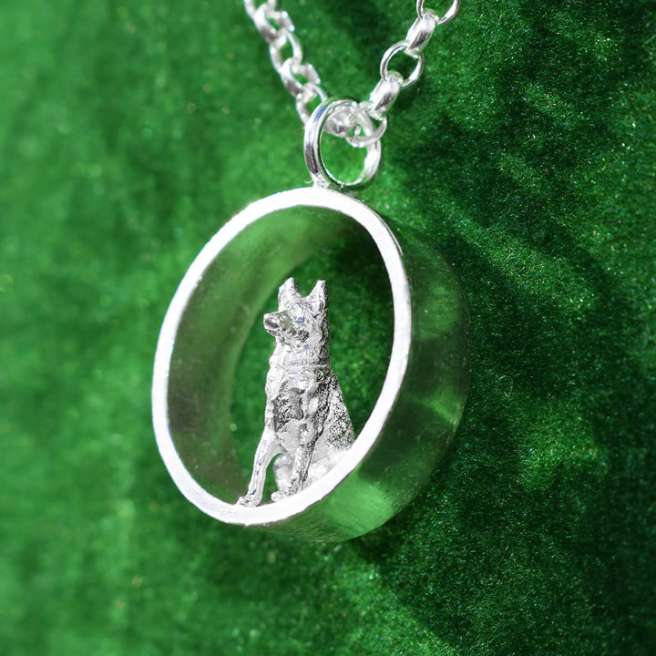 Handcrafted Sterling Silver German Shepherd Necklace, Perfect for Dog Lovers, silver dog necklace, silver alsatian dog necklace, german shepherd jewellery, german shepherd gift for wife