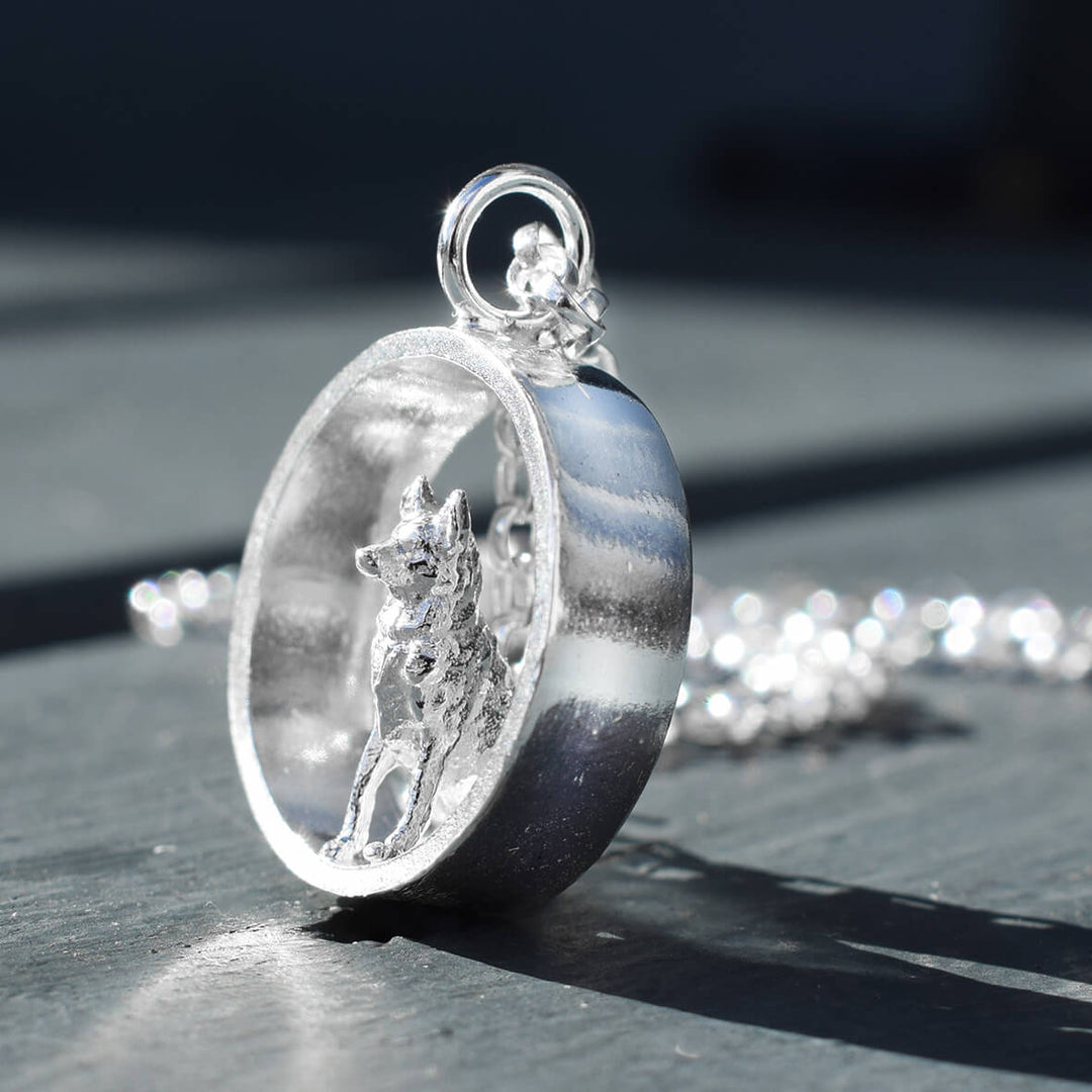 Handcrafted Sterling Silver German Shepherd Necklace, Perfect for Dog Lovers, silver dog necklace, silver alsatian dog necklace, german shepherd jewellery, german shepherd gift for wife