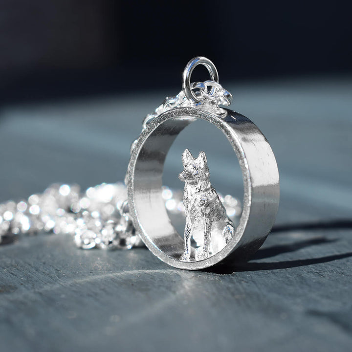 Handcrafted Sterling Silver German Shepherd Necklace, Perfect for Dog Lovers, silver dog necklace, silver alsatian dog necklace, german shepherd jewellery, german shepherd gift for wife