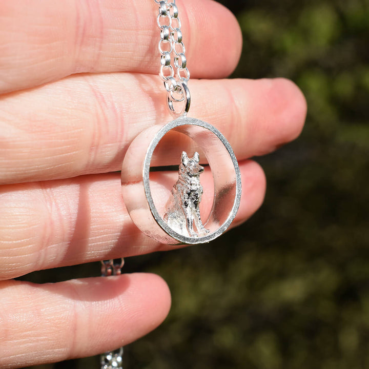 Handcrafted Sterling Silver German Shepherd Necklace, Perfect for Dog Lovers, silver dog necklace, silver alsatian dog necklace, german shepherd jewellery, german shepherd gift for wife