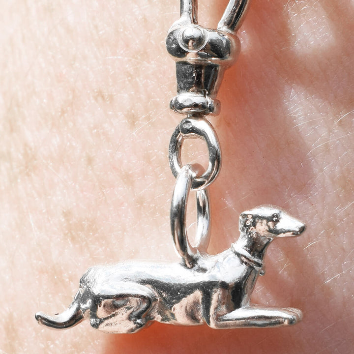silver greyhound charm bracelet, greyhound charm, sighthound jewellery, greyhound memorial present, gift for greyhound owner