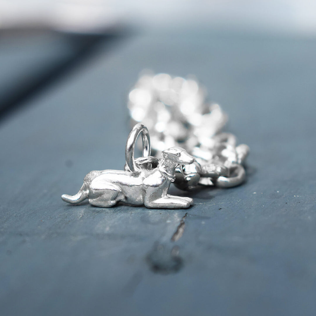 silver greyhound charm bracelet, greyhound charm, sighthound jewellery, greyhound memorial present, gift for greyhound owner