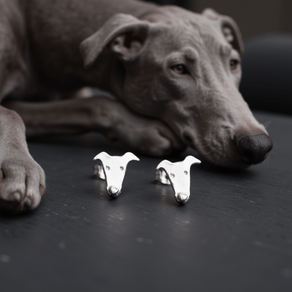 greyhound earrings, silver greyhound earrings, greyhound stud earrings, silver dog earrings, greyhound jewellery, greyhound gift for woman, greyhound present for her, greyhound birthday present, quality greyhound gift