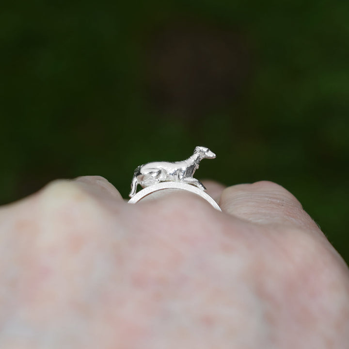silver greyhound ring, greyhound jewellery, gift for greyhound owner, silver dog ring, greyhound memorial