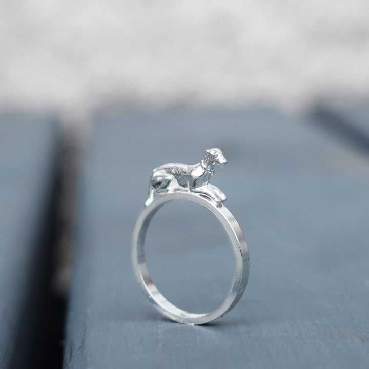 silver greyhound ring, greyhound jewellery, gift for greyhound owner, silver dog ring, greyhound memorial