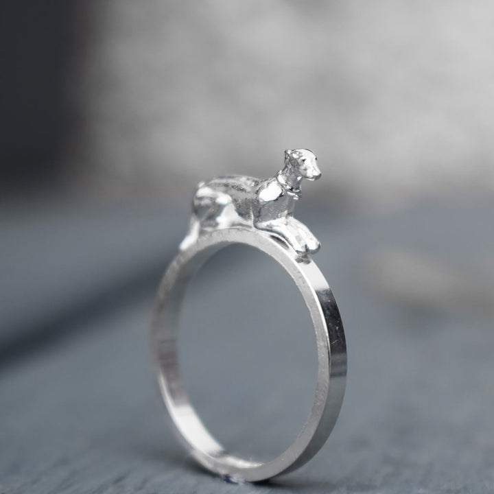 silver greyhound ring, greyhound jewellery, gift for greyhound owner, silver dog ring, greyhound memorial