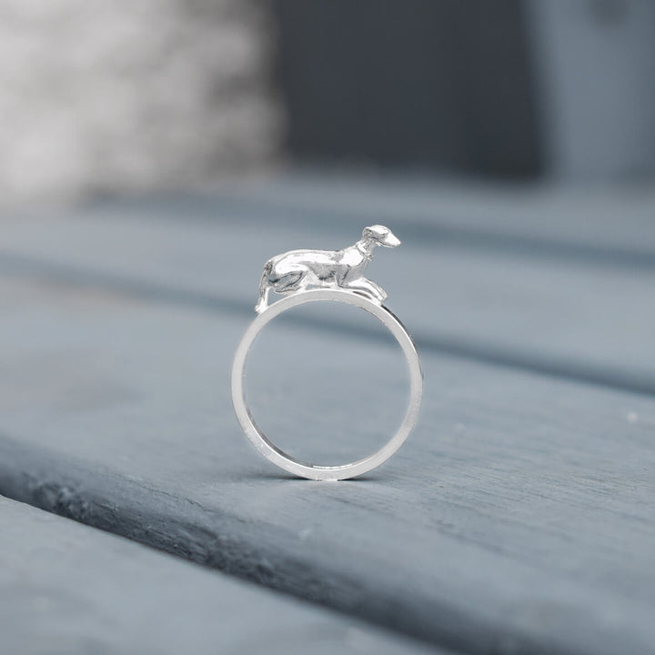 silver greyhound ring, greyhound jewellery, gift for greyhound owner, silver dog ring, greyhound memorial
