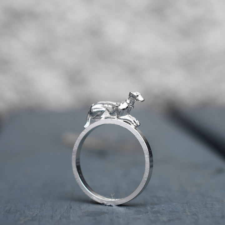 silver greyhound ring, greyhound jewellery, gift for greyhound owner, silver dog ring, greyhound memorial