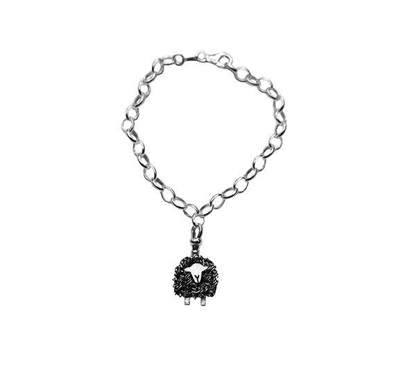 Silver Herdwick sheep charm - FreshFleeces, Herdwick sheep jewellery, herdwick sheep gift, herdwick sheep present, herdwick sheep bracelet, herdwick sheep jewelry, herdy sheep gift, herdy sheep jewellery, lake district gift, lake district jewellery, cumbrian sheep gift, Herdwick sheep charm
